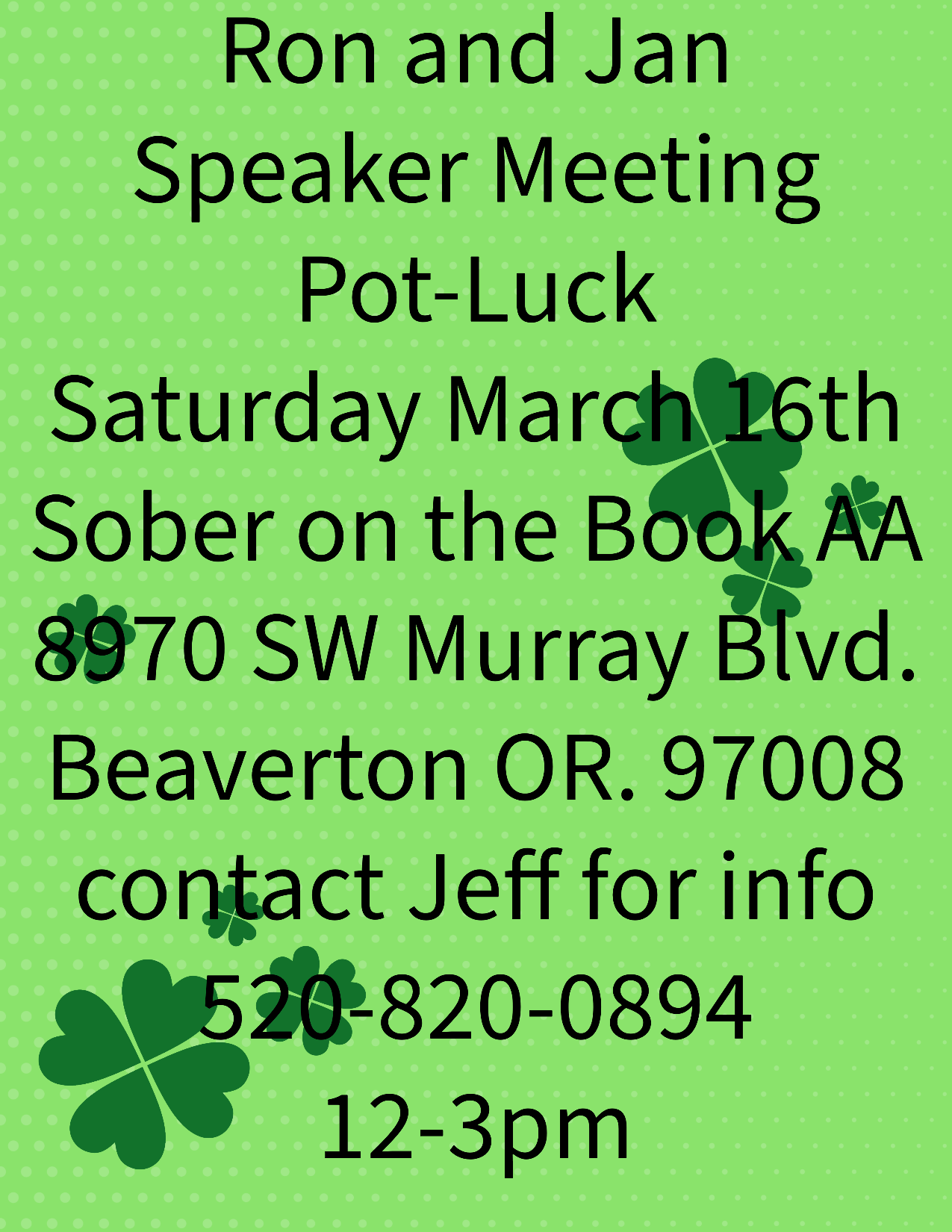 Ron & Jan Speaker Speaker Meeting flyer