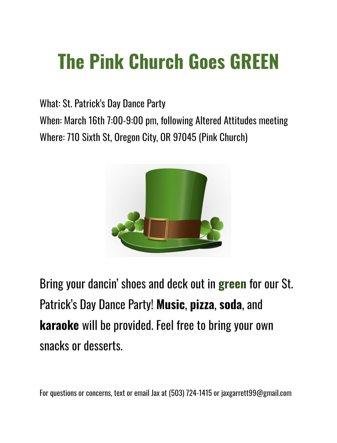 St Patrick's Day Dance Party flyer