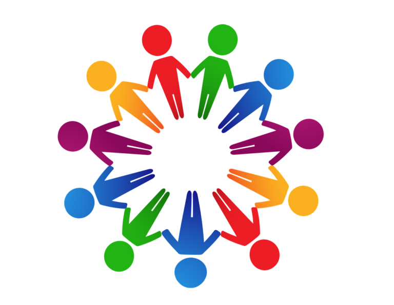 Colorful graphic of human figures in a circle