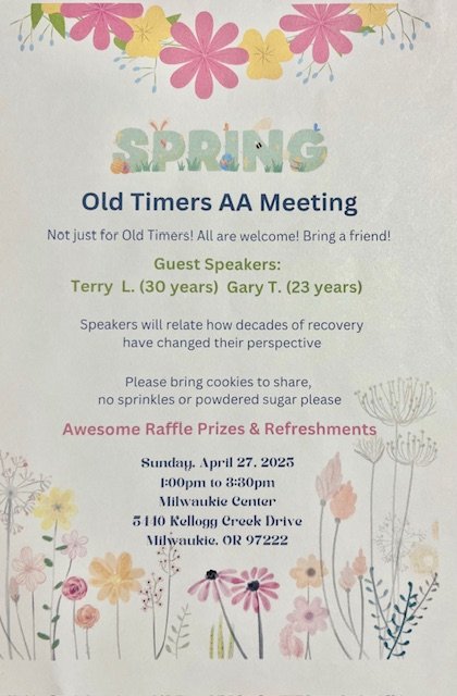 Spring Old Timers Flyer for Spring 2025 Old Timers speaker meeting