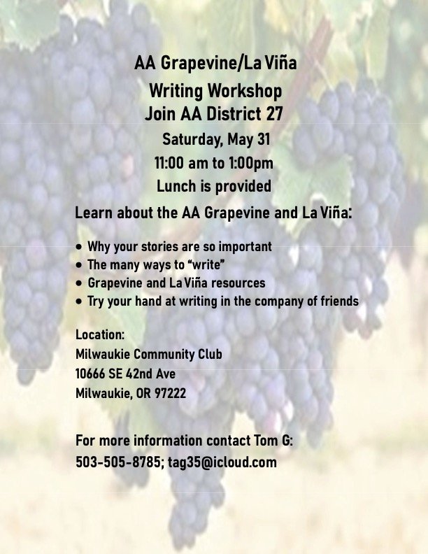 Grapevine Writing Workshop flyer.D27_05.31.2025 Graevine & LaViña writing workshop flyer