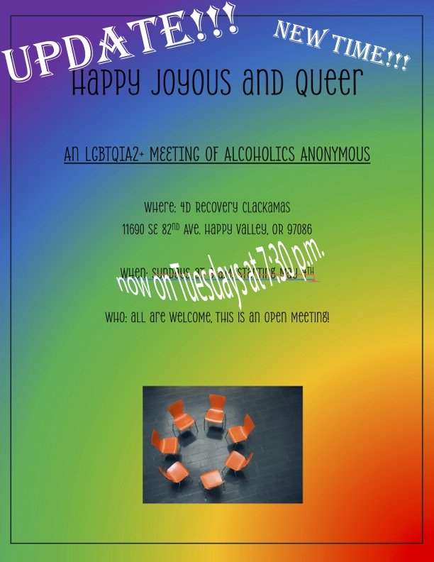 HJQ Happy Joyous & Queer meeting flyer