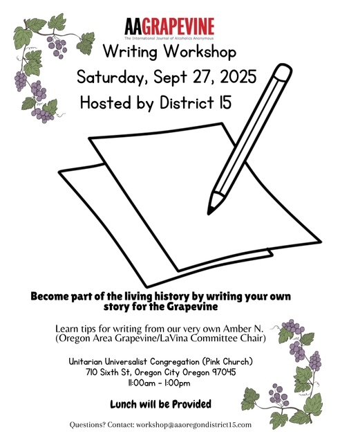 Grapevine writing workshop flyer