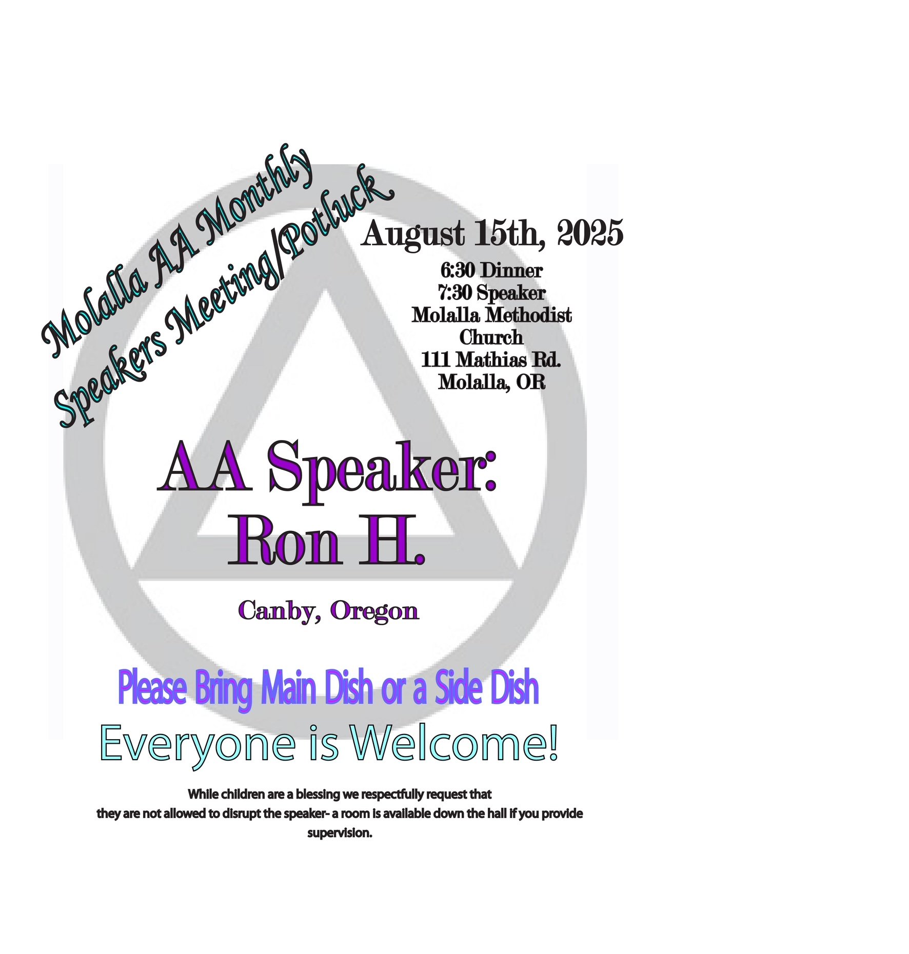 Molalla meeting flyer Molalla Speaker meeting flyer - August 2025