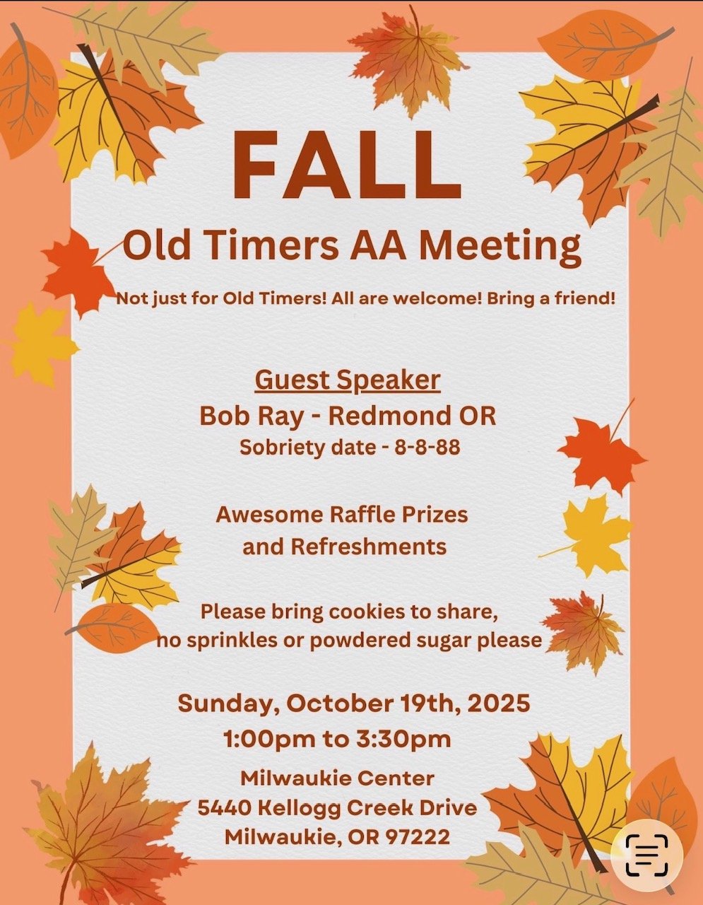 Fall 2025 Oldtimers flyer Old Timers Speaker Meeting flyer - Fall 2025