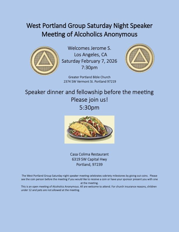 Jerome S WPG West Portland Group Speaker Meeting flyer