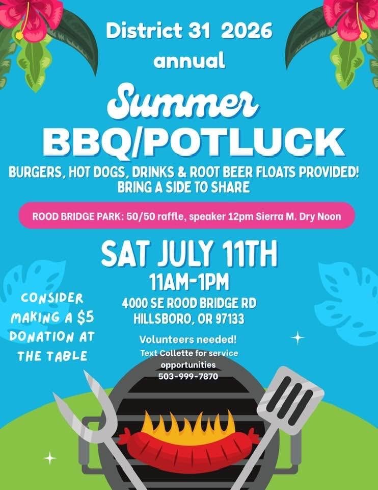 District 31 Barbeque Potluck District 31 Barbeque Potluck flyer