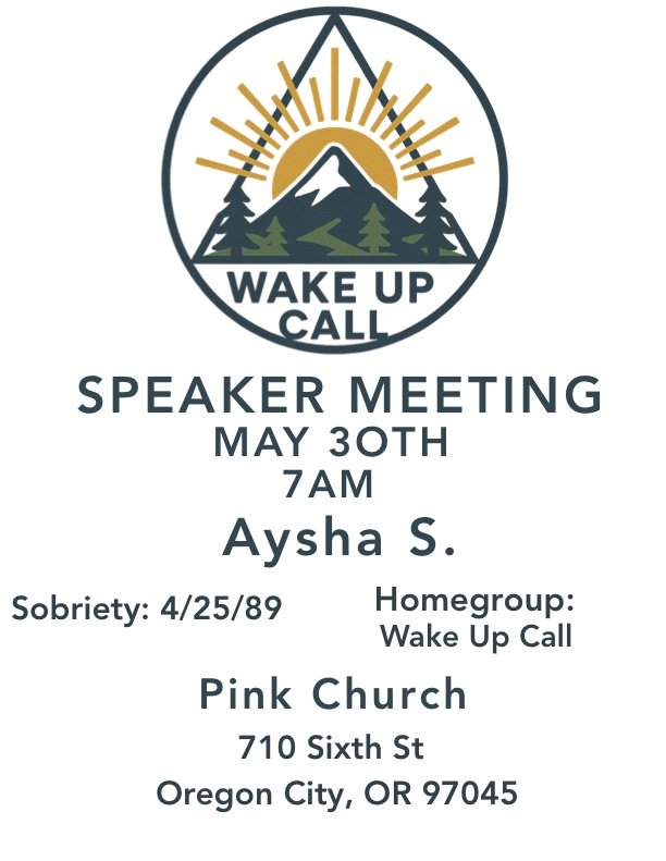 Flyer for Wake Up Call May speaker meeting