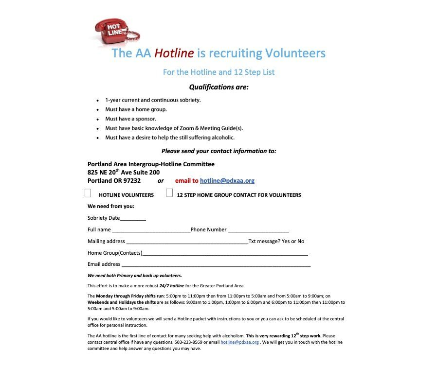 Seeking Hotline Volunteers